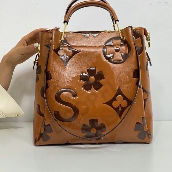 Floral Embossed Leather Top Handle Shoulder Bag Hobo Tote Set Elegant - Picture 8 of 8